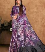 purple brasso embroidery with stone handwork designer saree