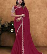 maroon crepe moti with hand work designer saree