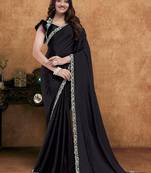 black crepe diamond with hand work designer saree