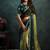 shaded green two tone satin sequince embroidery with multi stone handwork designer saree