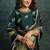 shaded green two tone satin sequince embroidery with multi stone handwork designer saree