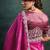 magenta crush satin sequince embroidery with pearl & stone work designer saree