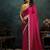 rani pink satin thread motif embroidery with stone & applique work designer saree