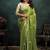 mehndi satin dual sequince embroidery with pearl & stone handwork designer saree