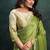 mehndi satin dual sequince embroidery with pearl & stone handwork designer saree