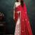 red & white printed upada with satin silk blend dual sequince embroidery with pearl handwork designer saree
