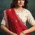red & white printed upada with satin silk blend dual sequince embroidery with pearl handwork designer saree