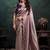 mauve zari oragnza dual sequince embroidery with pearl handwork designer saree