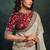 beige upada silk blend sequince embroidery with pearl & stone work designer saree