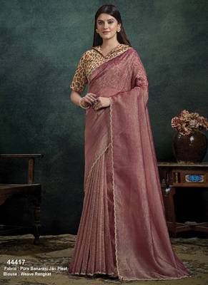 mauve pure banarasi sequince border designer saree 1