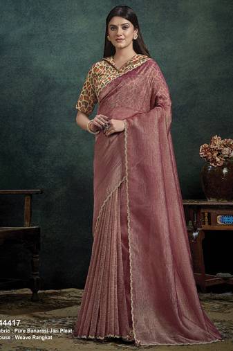 mauve pure banarasi sequince border designer saree
