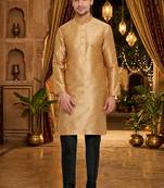 Buy classic golden silk men's kurta pajama set