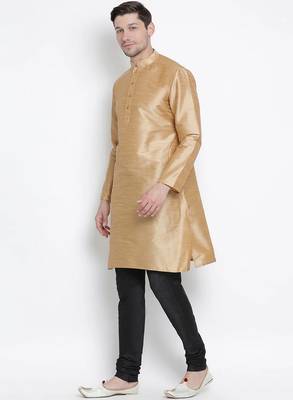 Buy classic golden silk men's kurta pajama set 2