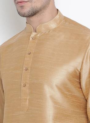 Buy classic golden silk men's kurta pajama set 4