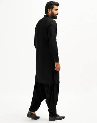 black cotton men's pathani kurta pajama set 5