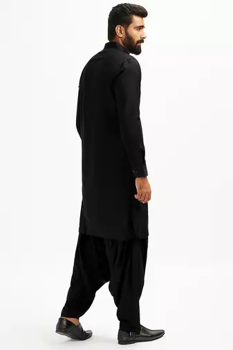 black cotton men's pathani kurta pajama set