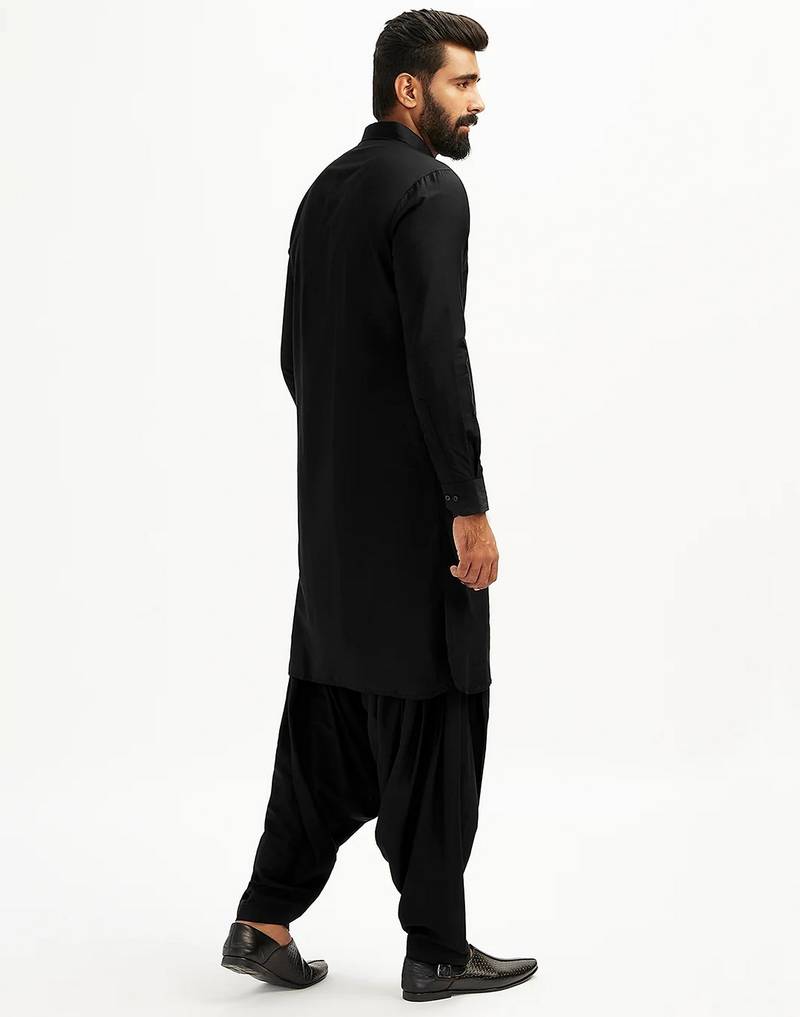 black cotton men's pathani kurta pajama set