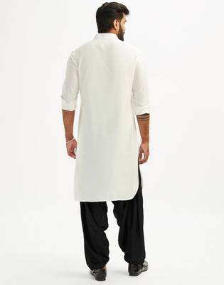 off white cotton men's pathani kurta pajama set 3