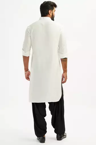off white cotton men's pathani kurta pajama set