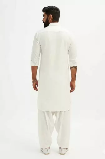 off white cotton men's pathani kurta pajama set