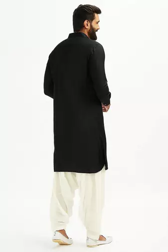 black cotton men's pathani kurta pajama set