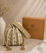 dangle striped embellished dangle  potli with signature gift box