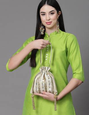 dangle striped embellished dangle  potli with signature gift box 2