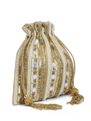 dangle striped embellished dangle  potli with signature gift box 4