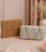 adorn wave embellished clutch with signature gift box