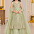 Sage green sequins embroidered kurti palazzo girls festive set with dupatta