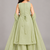 Sage green sequins embroidered kurti palazzo girls festive set with dupatta