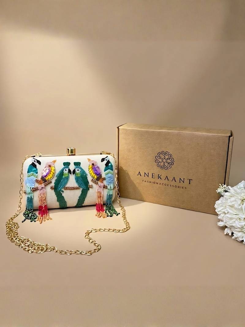 adorn quirky embellished clutch with signature gift box