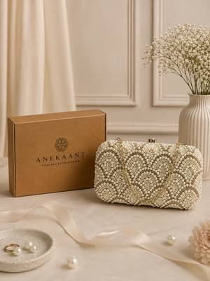 adorn pearl embellished clutch with signature gift box 1