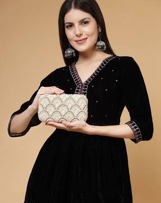 adorn pearl embellished clutch with signature gift box 2