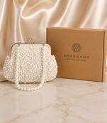 adorn pearl embellished clutch with signature gift box