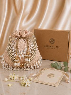 dangle pearl embellished  potli with signature gift box 1