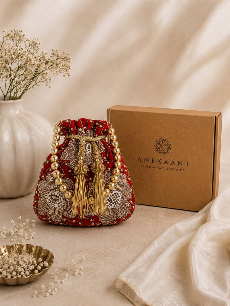 dangle floral embellished potli with signature gift box