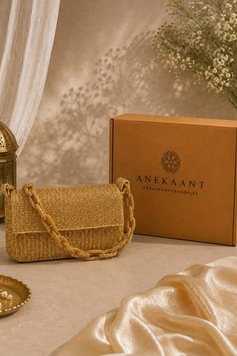 coffer striped embellished clutch with signature gift box