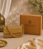 coffer striped embellished clutch with signature gift box
