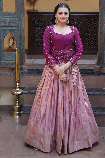 Women's Pure Viscose Jacquard Lehenga Choli with Embroidered Sequins Work Blouse