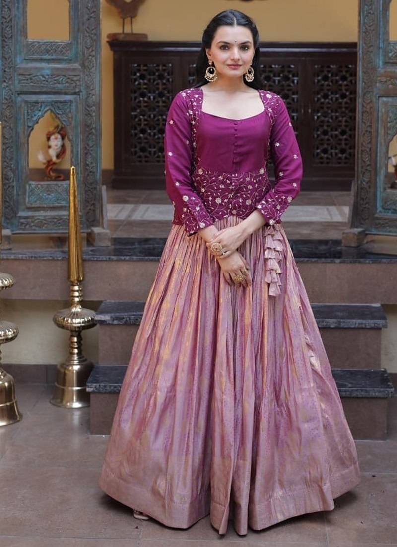 Women's Pure Viscose Jacquard Lehenga Choli with Embroidered Sequins Work Blouse