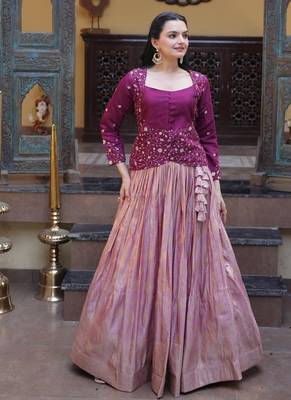 Women's Pure Viscose Jacquard Lehenga Choli with Embroidered Sequins Work Blouse 3