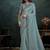 steel blue paper silk blend thread & sequince work designer saree