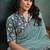 steel blue paper silk blend thread & sequince work designer saree