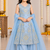 Steel blue sequins embroidered kurti palazzo girls festive set with dupatta