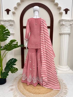 Rose salsa silk embroidered sharara suit set 3