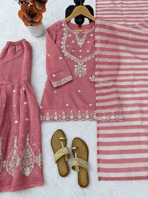 Rose salsa silk embroidered sharara suit set 4