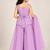 Girls purple sequins embroidered organza kurti palazzo set with dupatta
