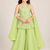 Girls pista green sequins embroidered organza kurti palazzo set with dupatta