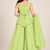 Girls pista green sequins embroidered organza kurti palazzo set with dupatta